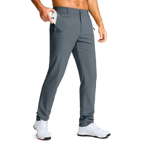 Men's Golf Pants with Zipper Pockets - Lightweight Stretch Casual Slacks