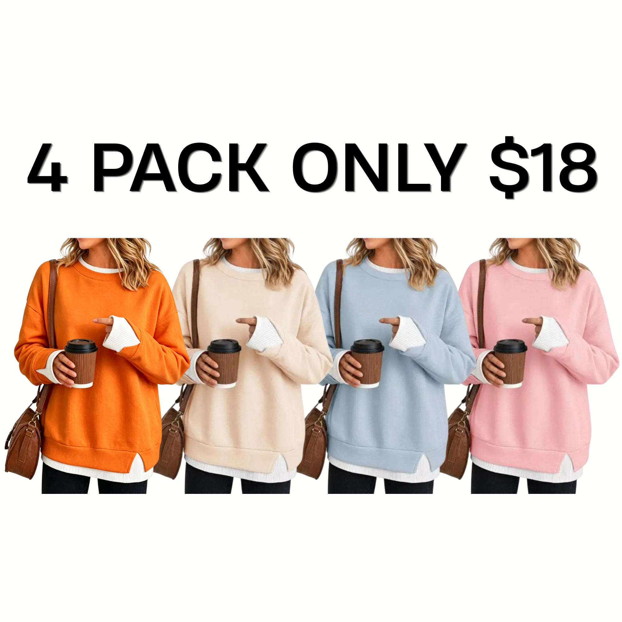 Women's  Two Piece Layered Sweatshirt
