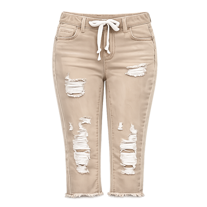Fashion Distressed Ripped Capri Jeans