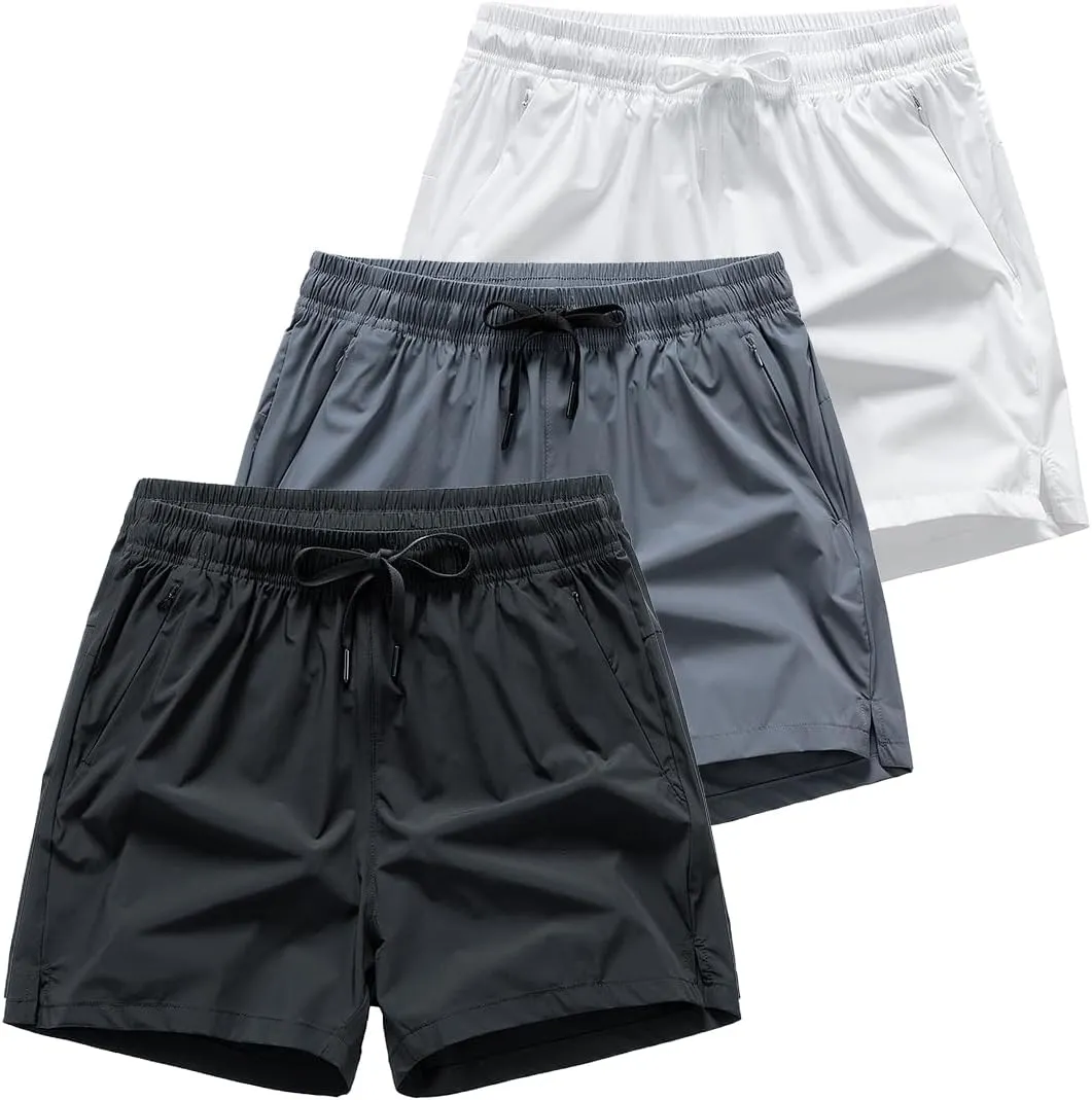 athletic shorts lightweight moisture wicking with zipper pockets
