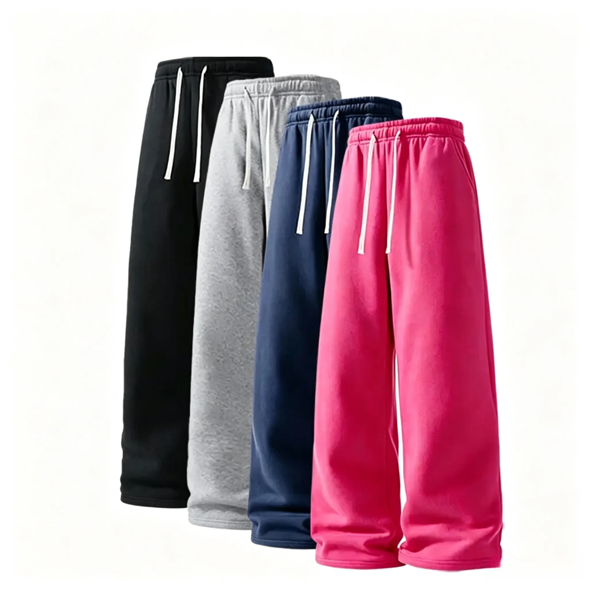 (4-Pack)Fall Winter Ultra Soft Wide Leg Breathable Pocket Gym Running Athletic Sweatpants