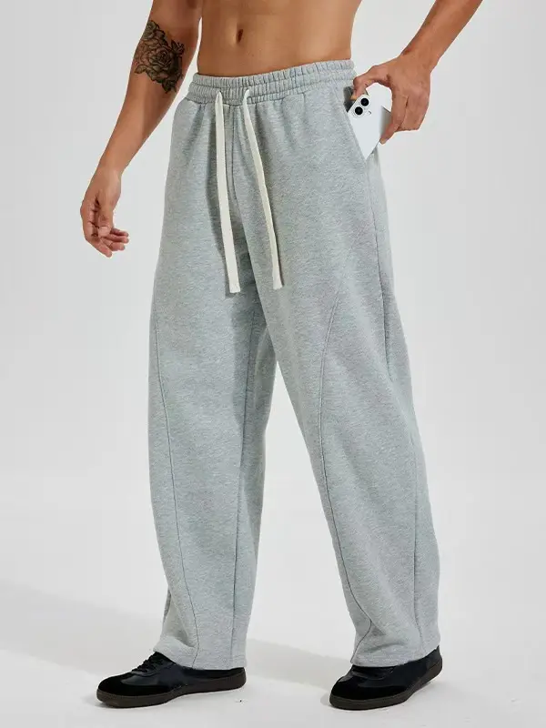 Oversized Thermal Fleece Drawstring Winter Daily Mens Sweatpants