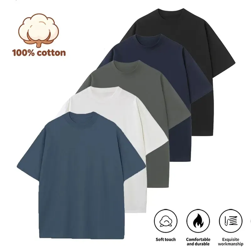 Summervibes Men's Cotton Crew Neck T-Shirt Set - 5 Pack