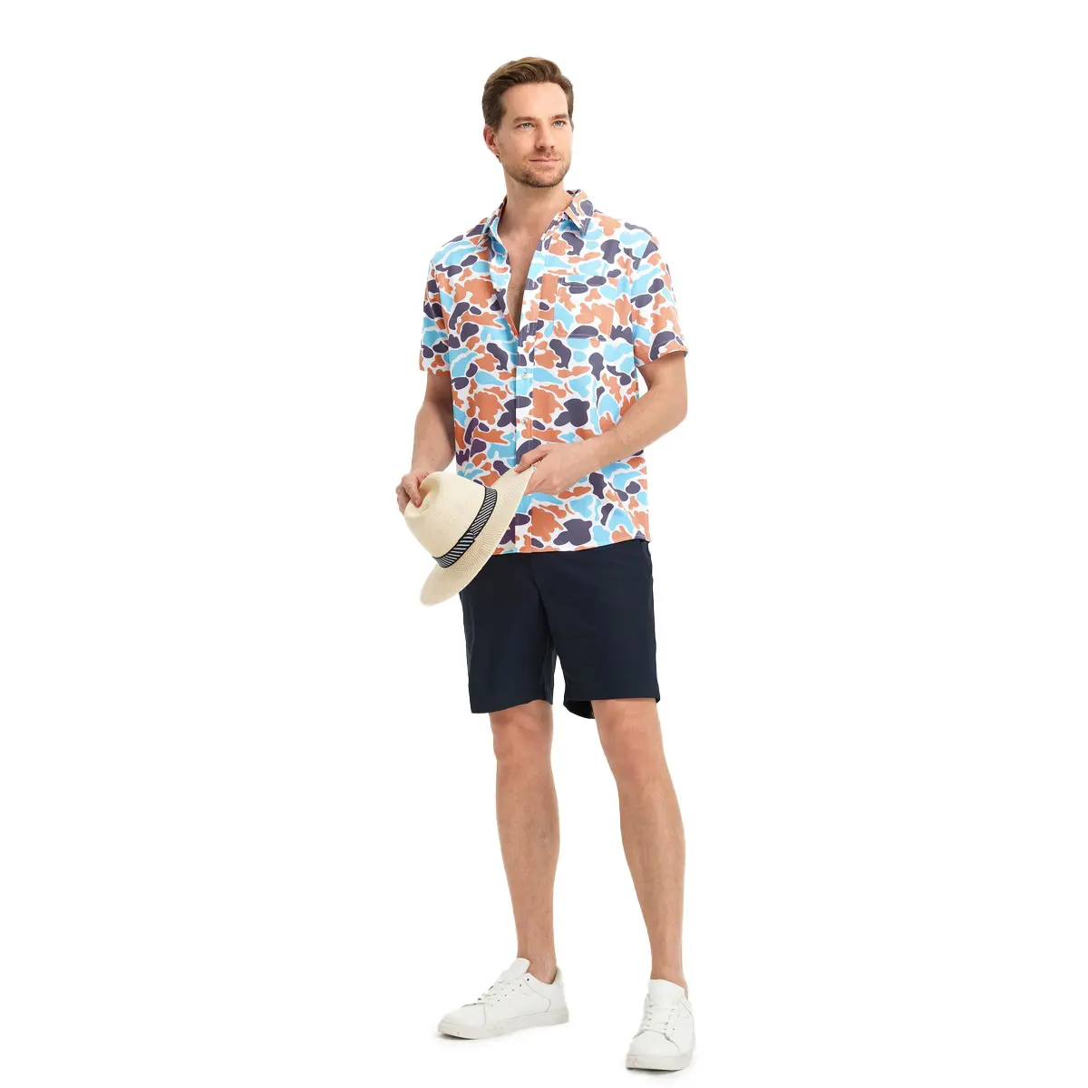 Men's Hawaiian Camouflage Print Casual Button-Down Shirt