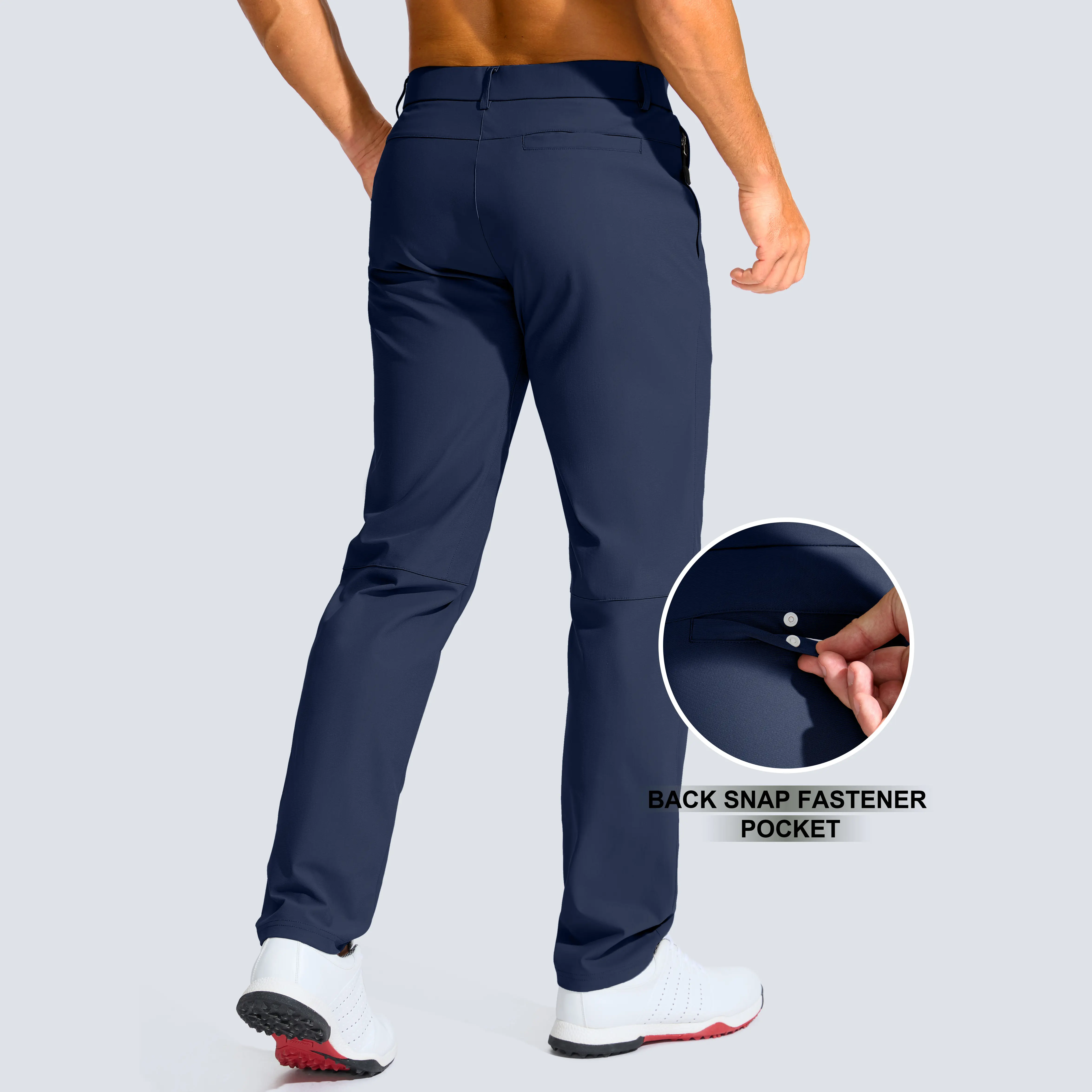 Men's Golf Pants with Zipper Pockets - Lightweight Stretch Casual Slacks