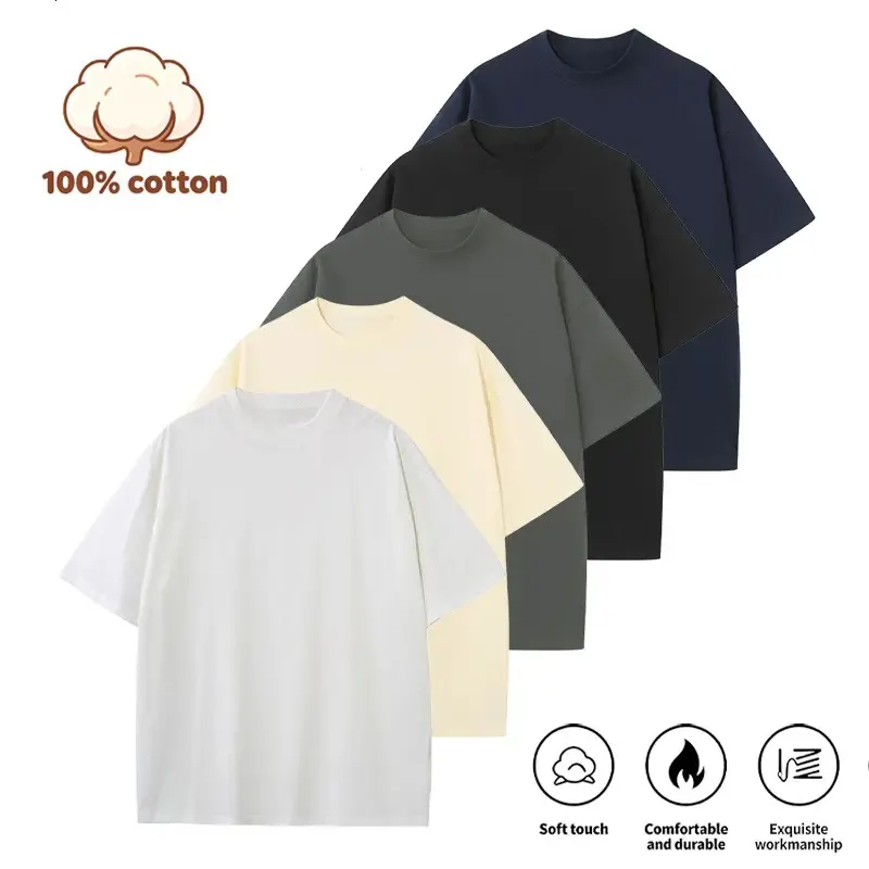 Summervibes Men's Cotton Crew Neck T-Shirt Set - 5 Pack
