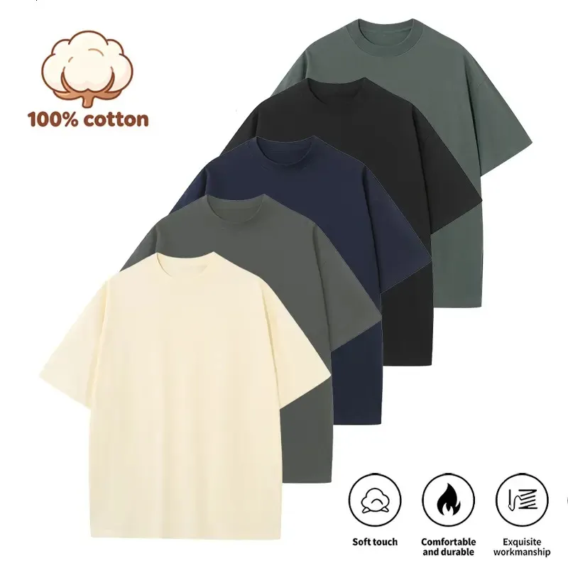 Summervibes Men's Cotton Crew Neck T-Shirt Set - 5 Pack