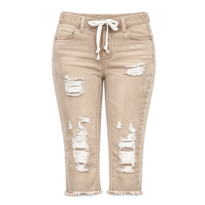 Fashion Distressed Ripped Capri Jeans