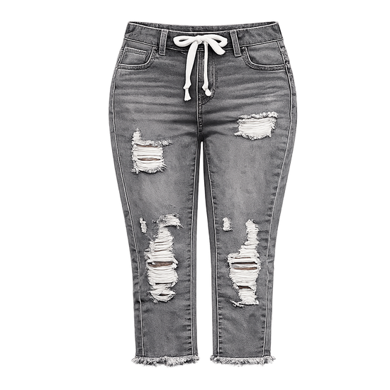 Fashion Distressed Ripped Capri Jeans
