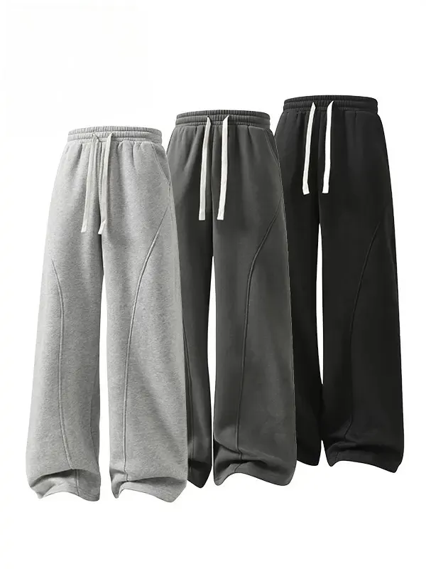 Oversized Thermal Fleece Drawstring Winter Daily Mens Sweatpants