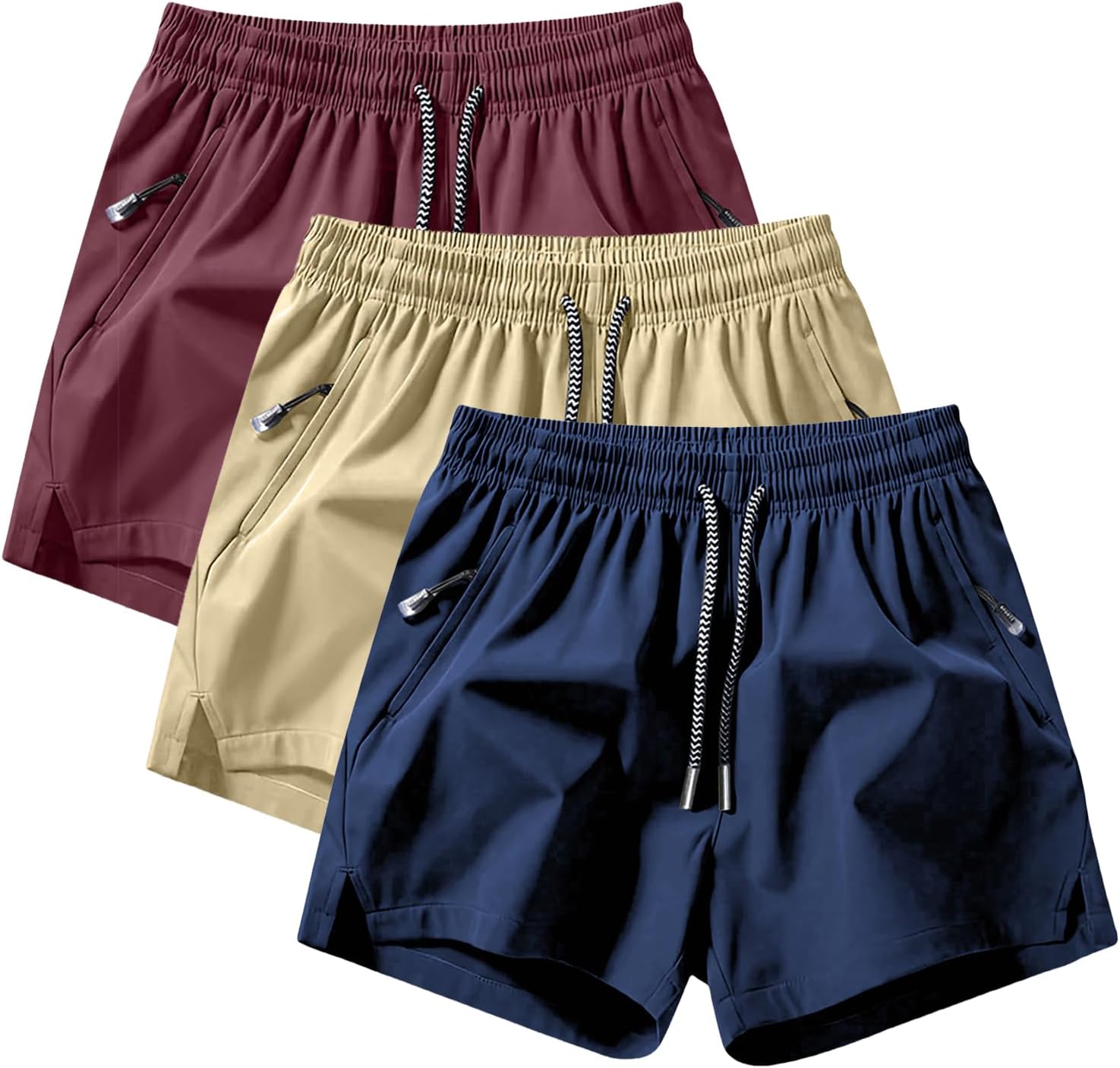 athletic shorts lightweight moisture wicking with zipper pockets