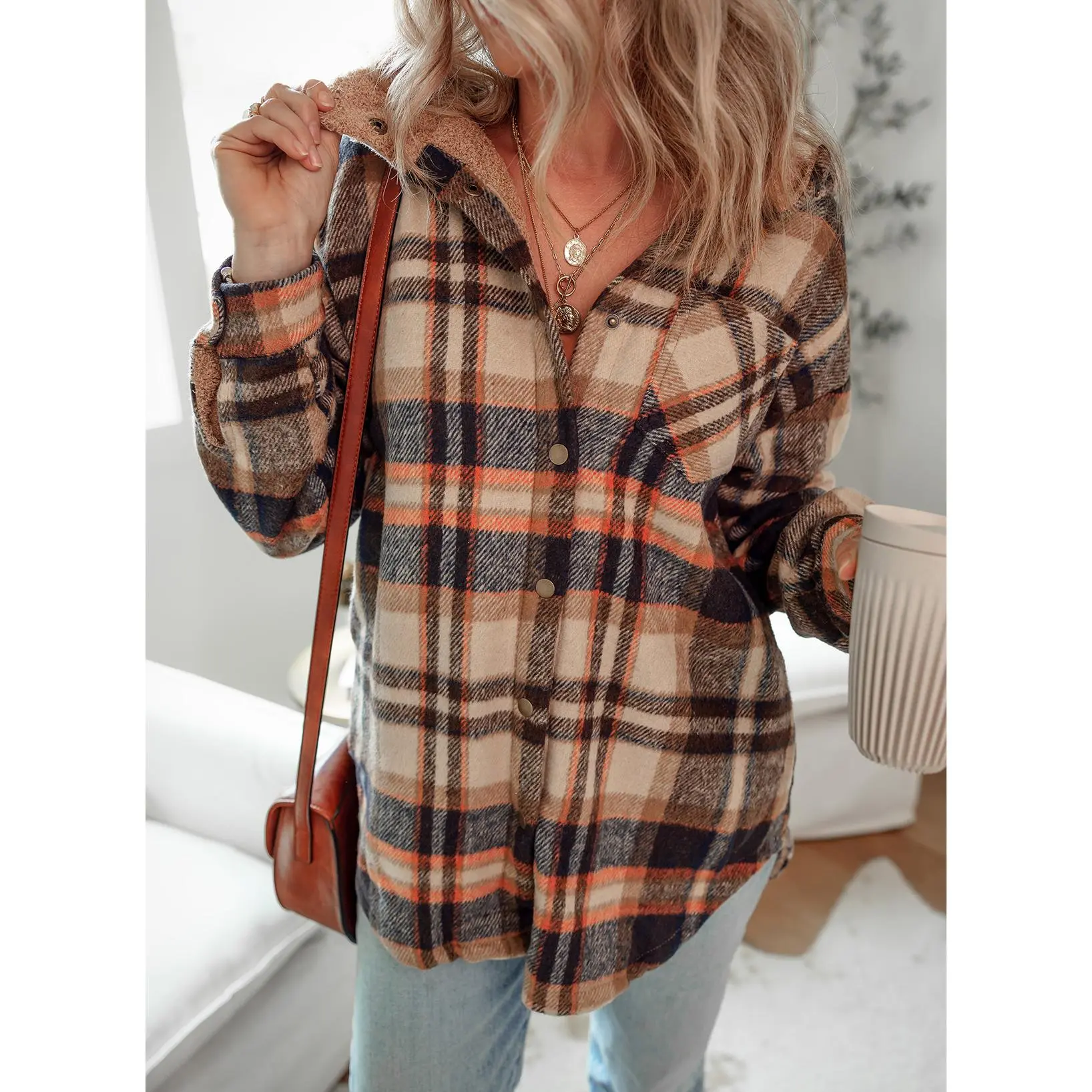 Women's Plaid Flannel Hooded Shacket