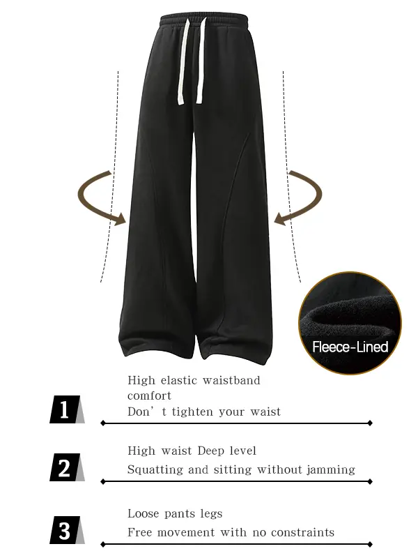 Oversized Thermal Fleece Drawstring Winter Daily Mens Sweatpants