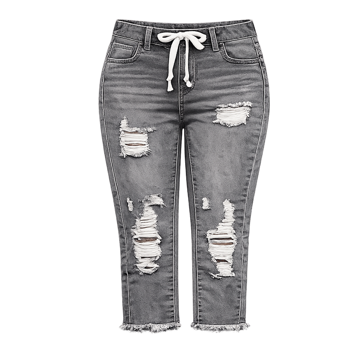 Fashion Distressed Ripped Capri Jeans