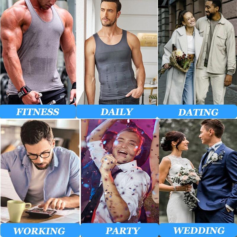 Men's Compression Shaper Vest Shapewear Tank Top (1/2/3/4/5-Pack, 4-Pack Value Set) - Lightweight, Breathable Elastic Soft Stretchy Fabric, Sleeveless Mesh, Tummy Control, Sleeveless Freedom, Sport to Casual Activewear for Daily & Workout Under Shirts