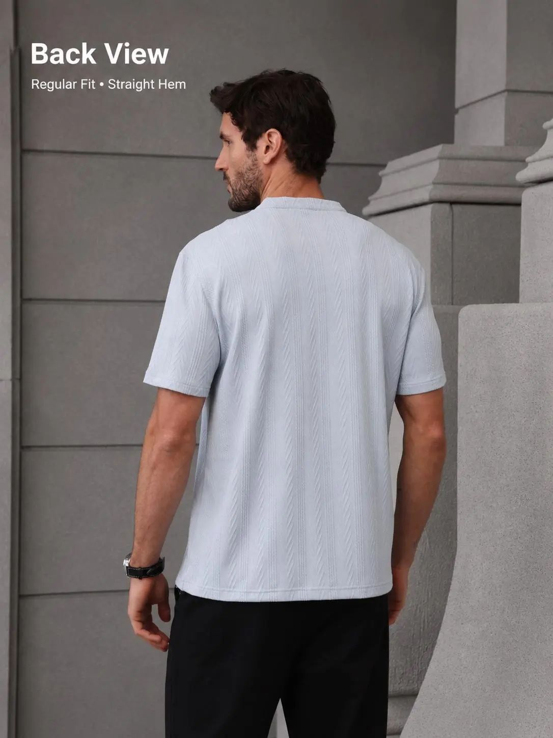 Men’s Textured Knit Henley Shirt