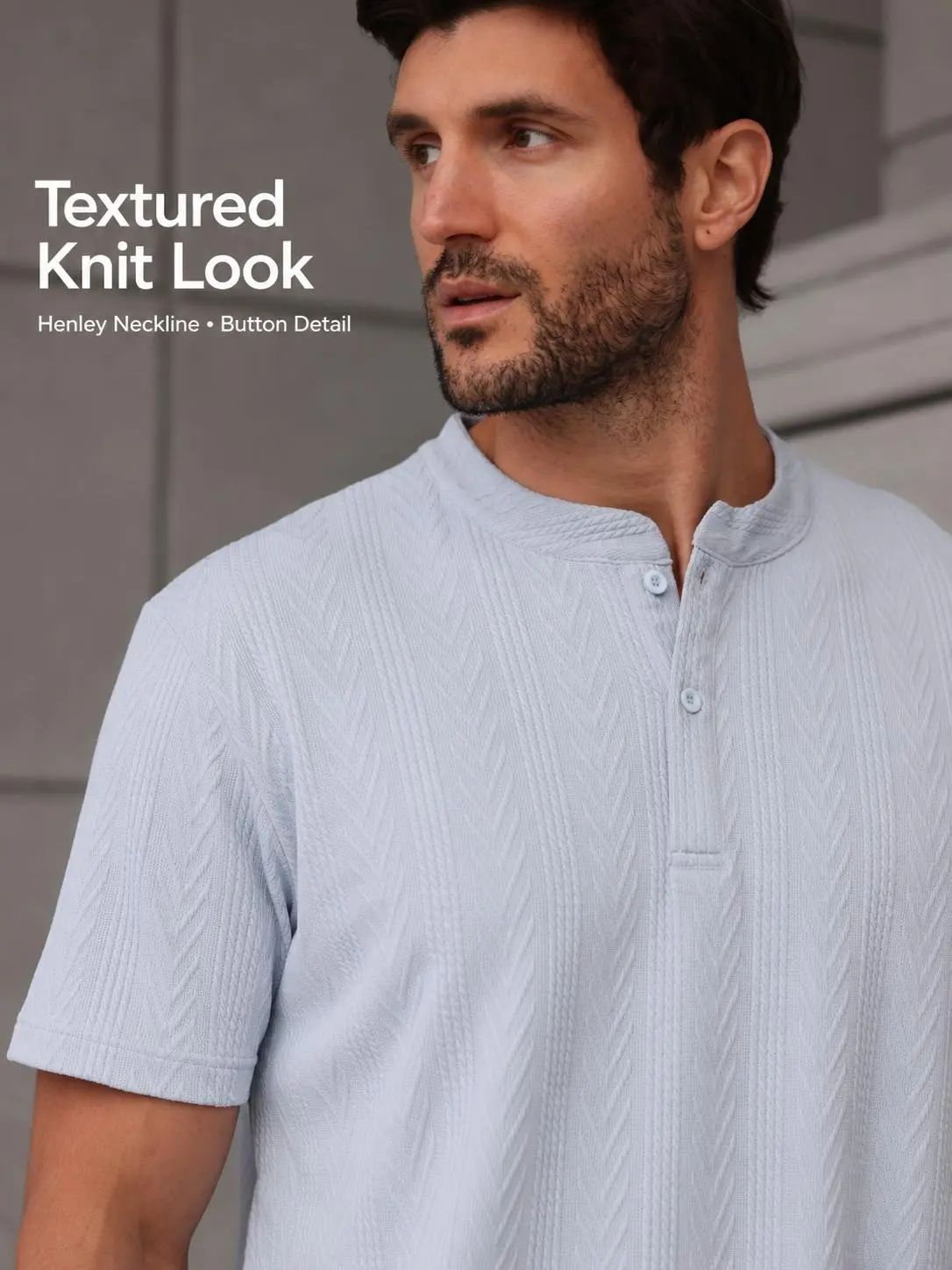 Men’s Textured Knit Henley Shirt