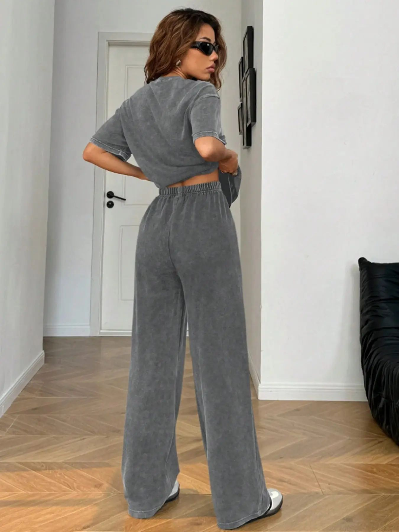 Women’s Acid-Washed Casual Two-Piece Set