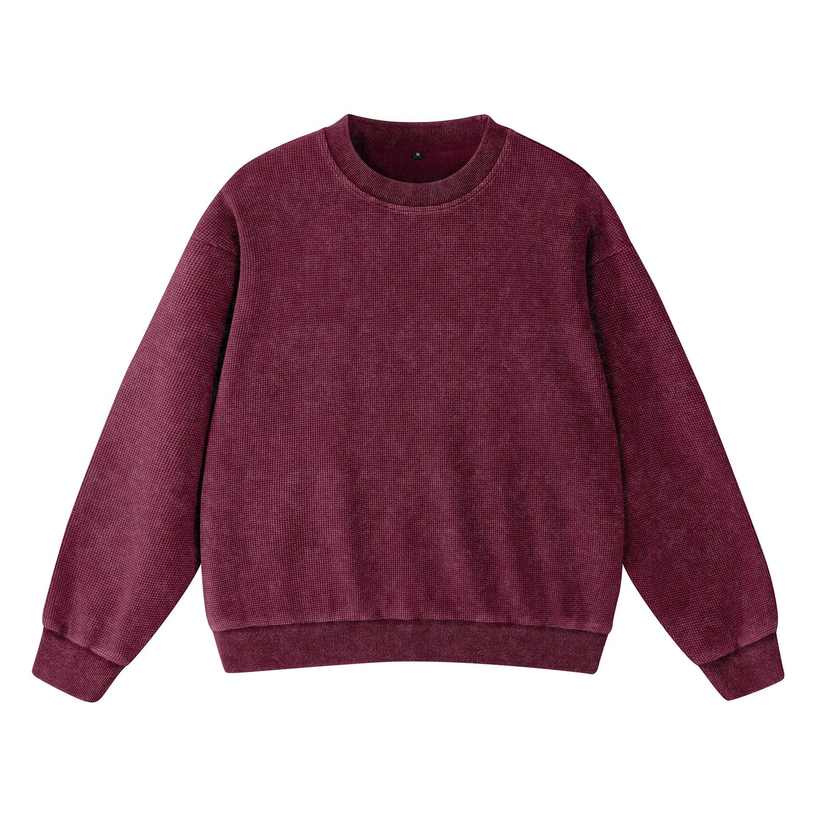 Unisex Oversized Acid-Washed Waffle Sweatshirt