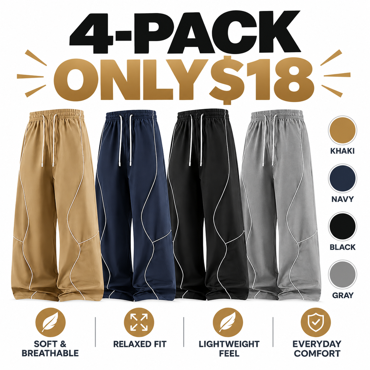 Men's Lightweight Striped Casual Pants – Relaxed Fit