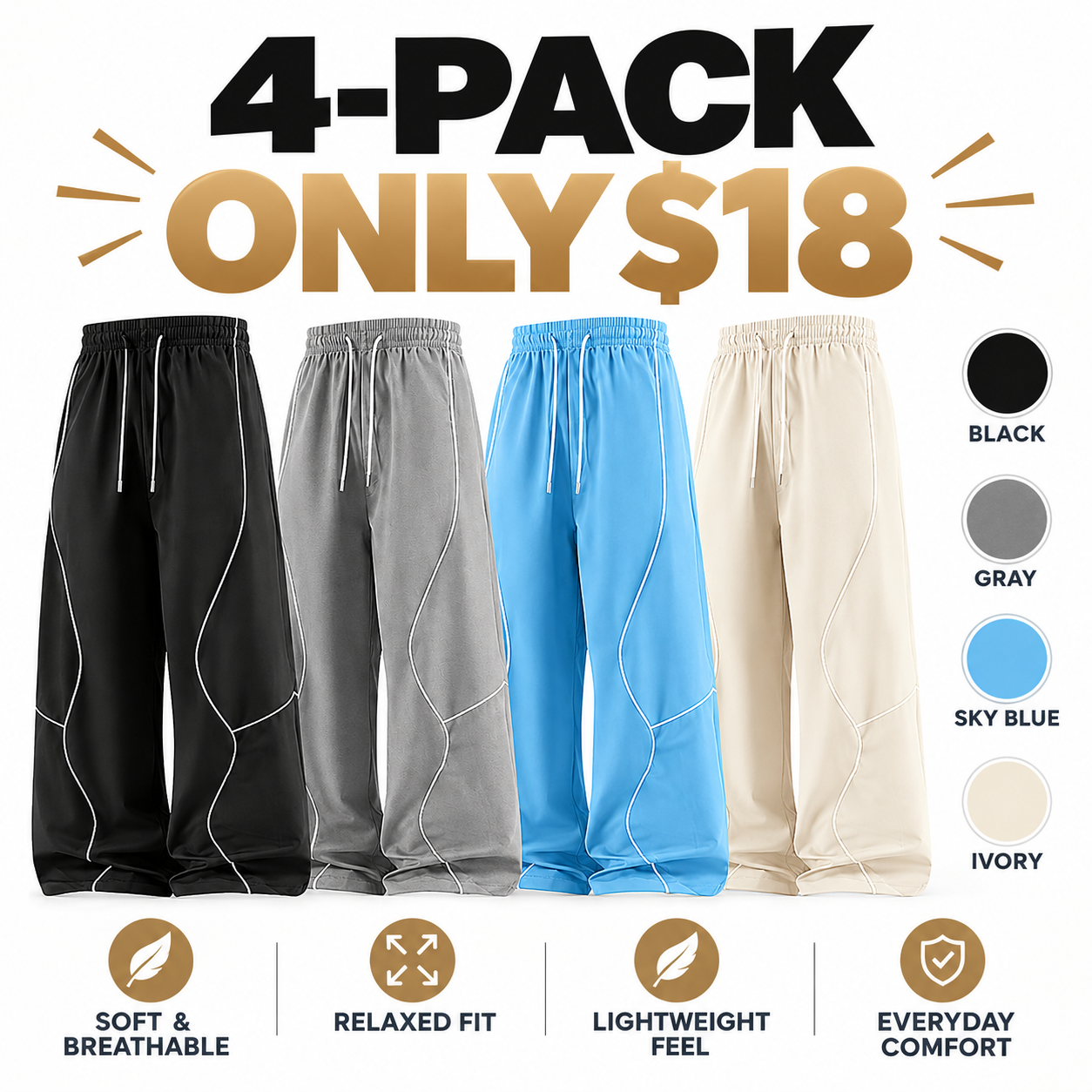 Men's Lightweight Striped Casual Pants – Relaxed Fit