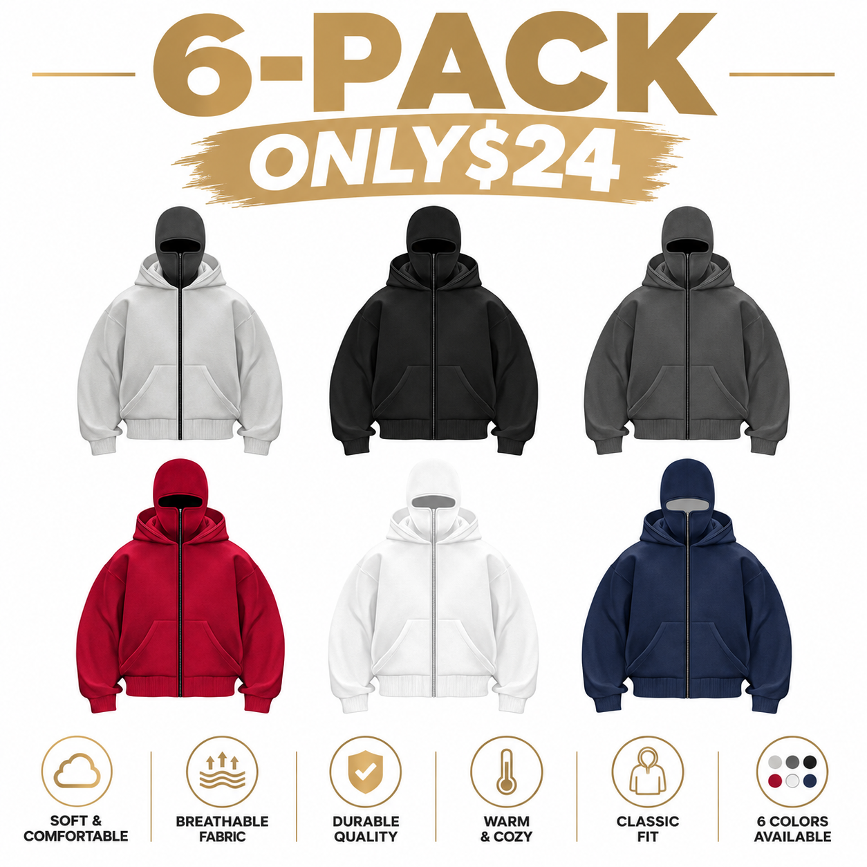 Men's Built-In Balaclava Zip Hoodie