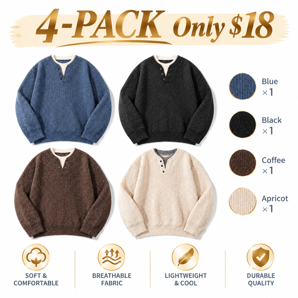 Men's Cable Knit Pullover Sweater – Retro Faux-Layered Style