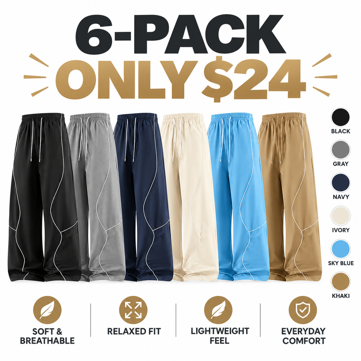 Men's Lightweight Striped Casual Pants – Relaxed Fit