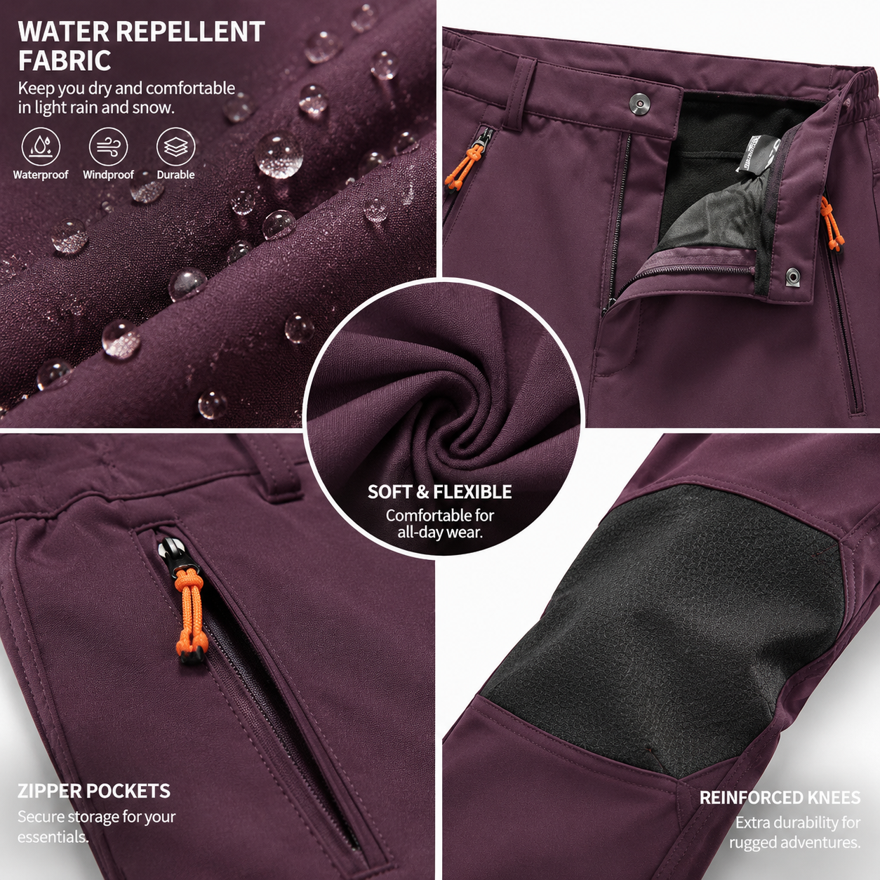 Men's Fleece-Lined Outdoor Pants – Water-Resistant Winter Trousers