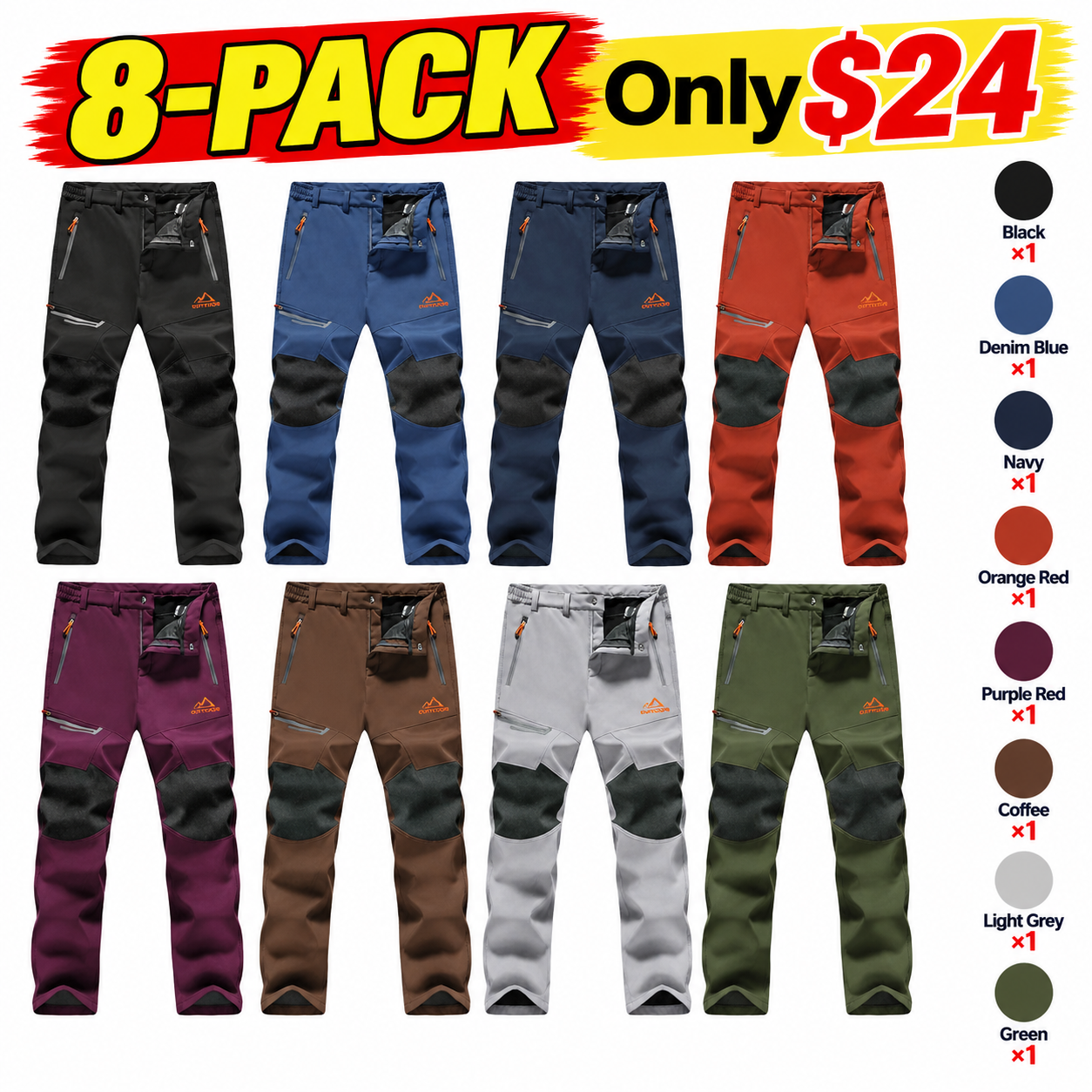 Men's Fleece-Lined Outdoor Pants – Water-Resistant Winter Trousers