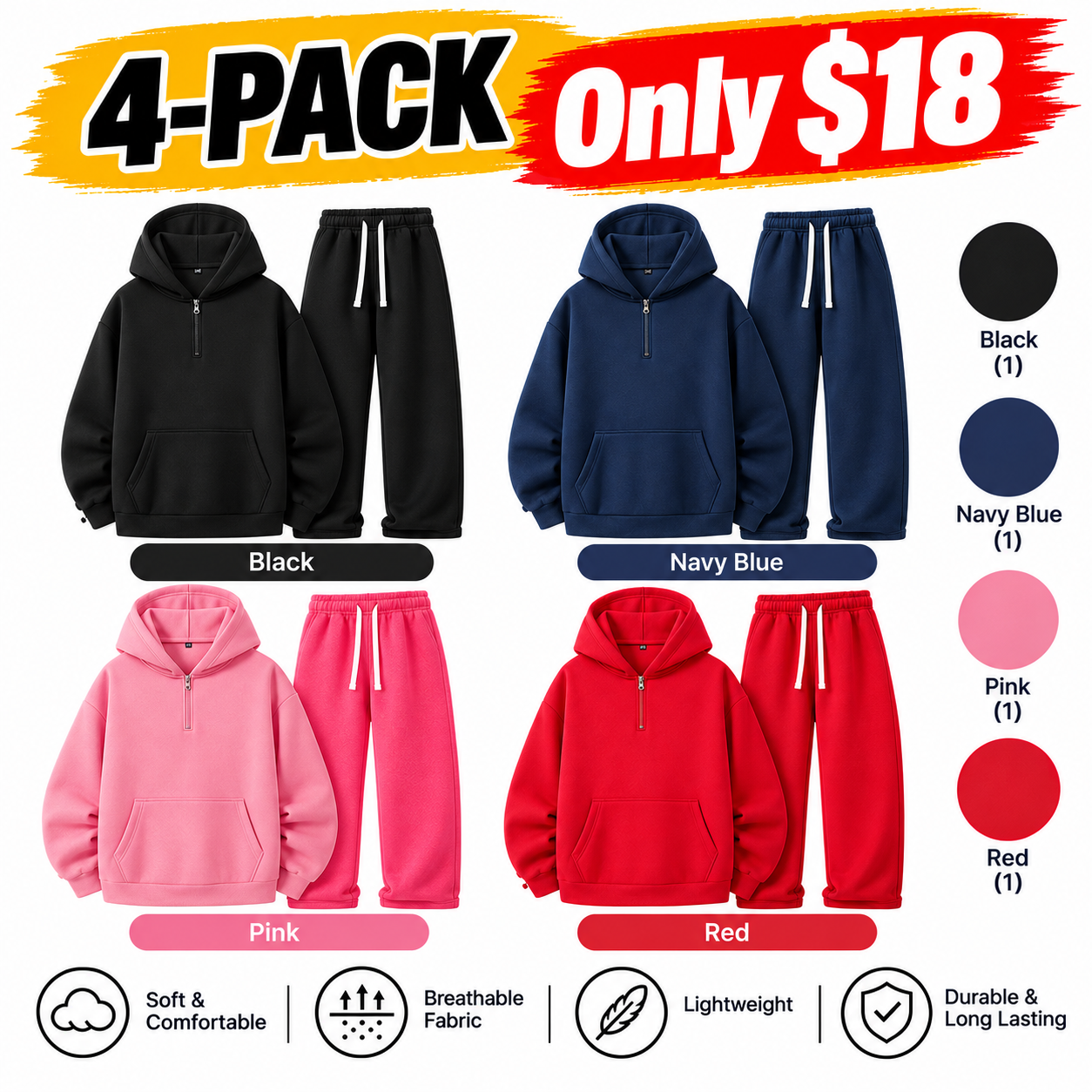 Men’s 2-Piece Relaxed Hooded Sweatshirt Set