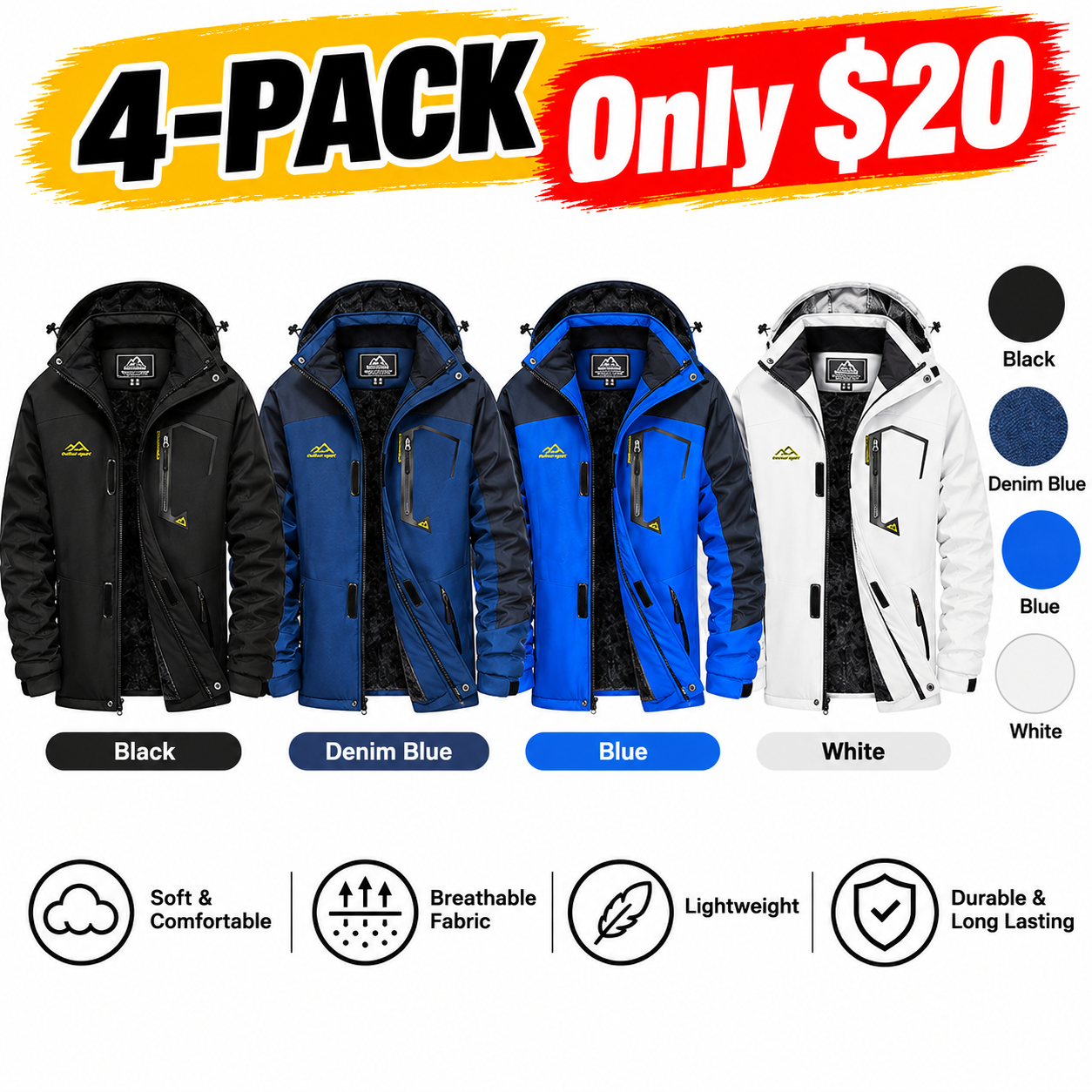 Men’s Waterproof Fleece-Lined Winter Outdoor Jacket