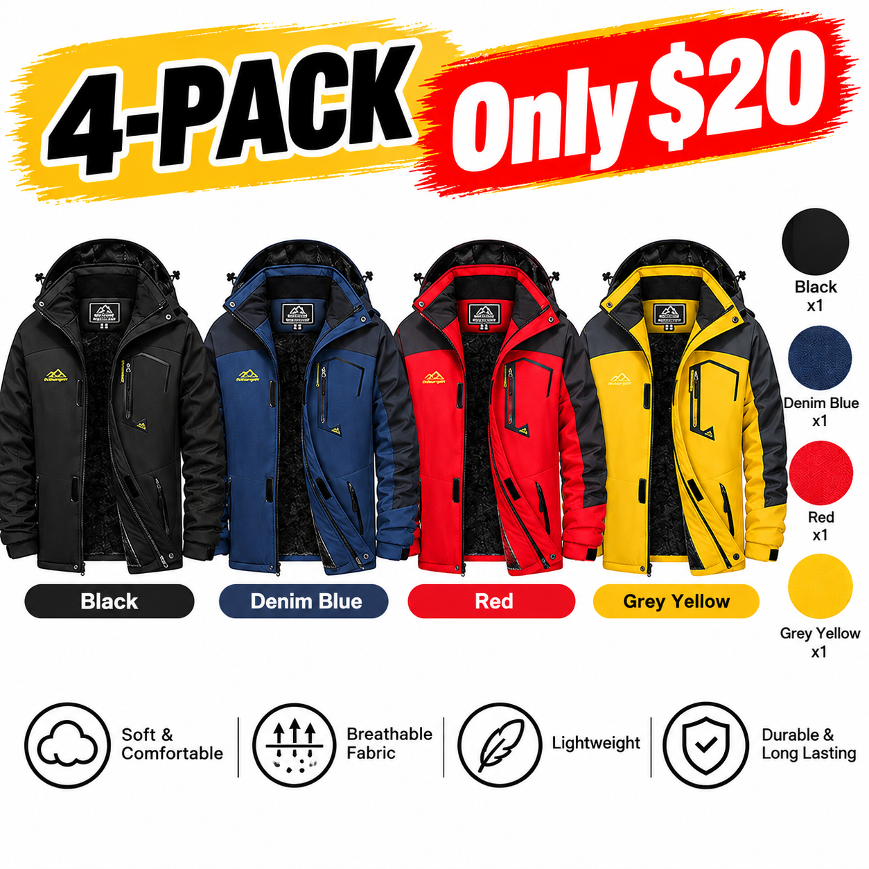 Men’s Waterproof Fleece-Lined Winter Outdoor Jacket