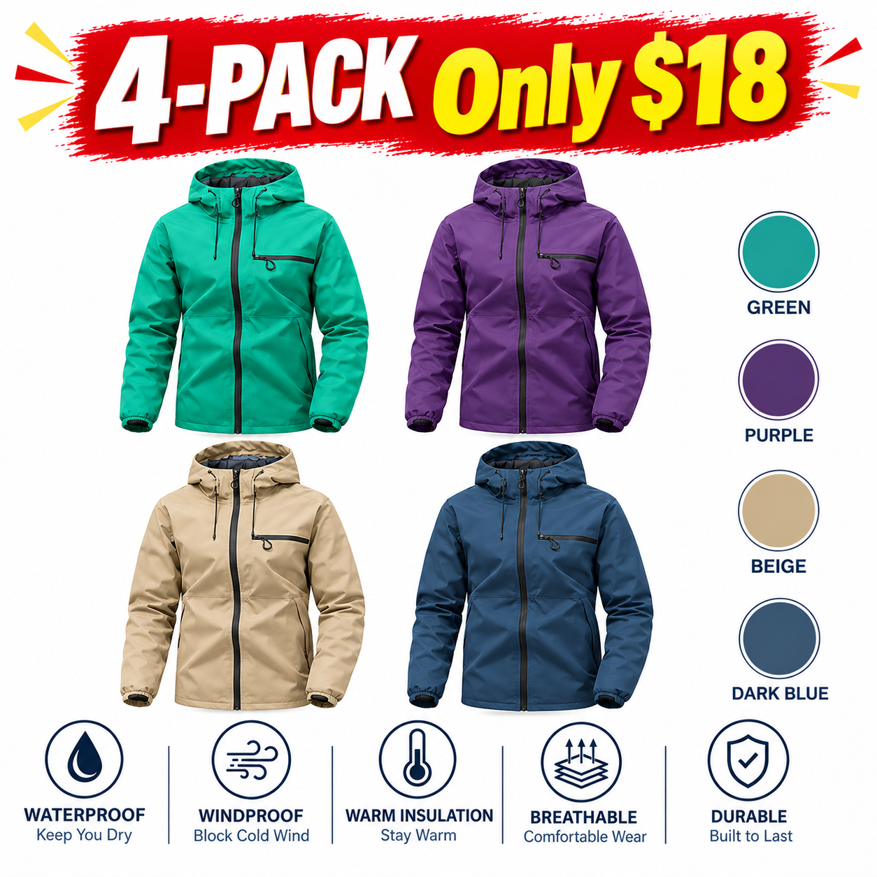 Men’s Lightweight Softshell Hooded Windbreaker Jacket