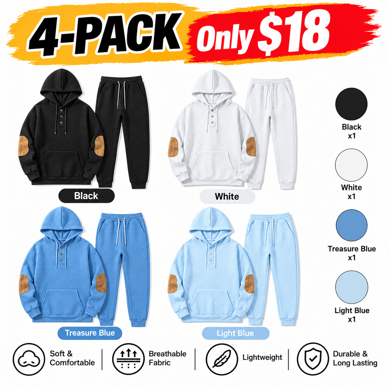 Men’s 2-Piece Brushed Fleece Hoodie & Sweatpants Set