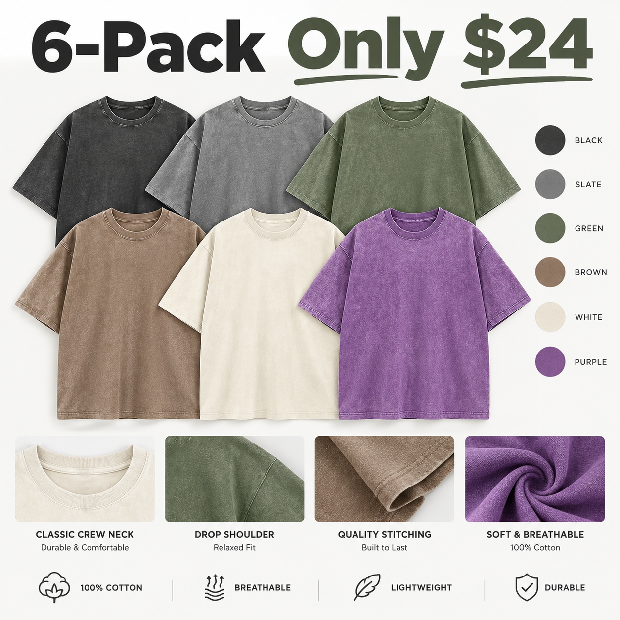 Unisex Oversized Cotton T-Shirt – Casual Loose Fit Streetwear Tee