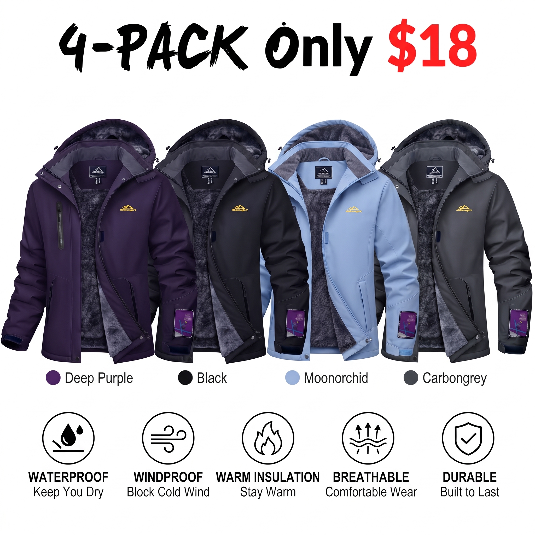 Women’s Waterproof Fleece-Lined Ski Jacket
