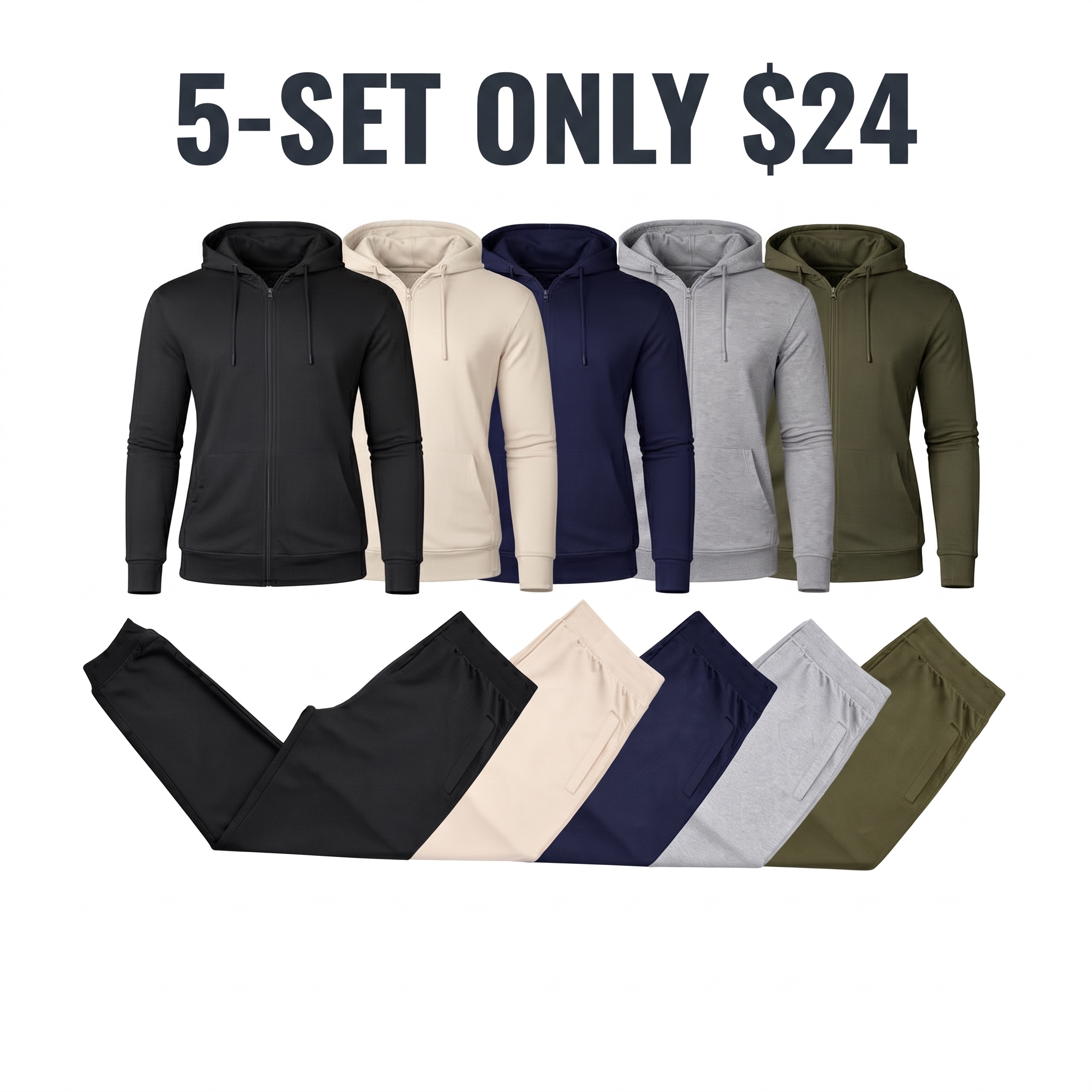 Men's French Terry Zip Hoodie & Jogger Set