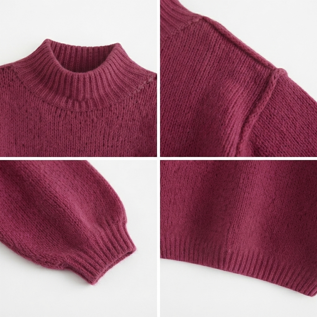 Women's Oversized Mock Neck Sweater – Ribbed Knit Tunic