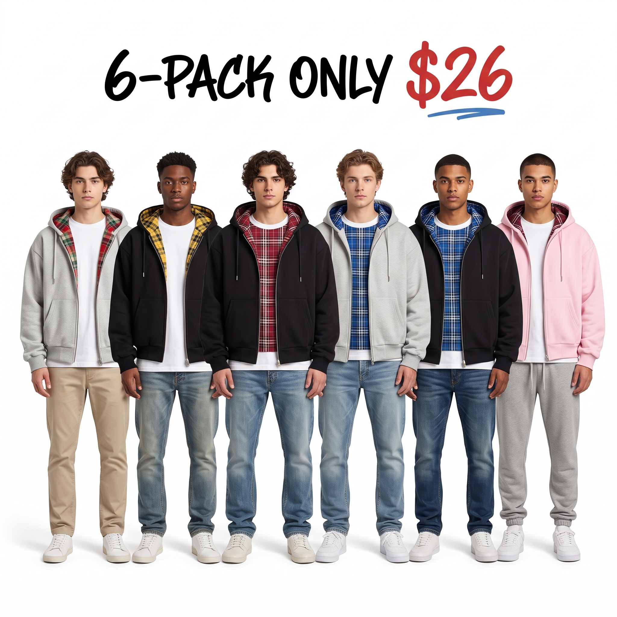 Unisex Reversible Plaid Zip-Up Hoodie