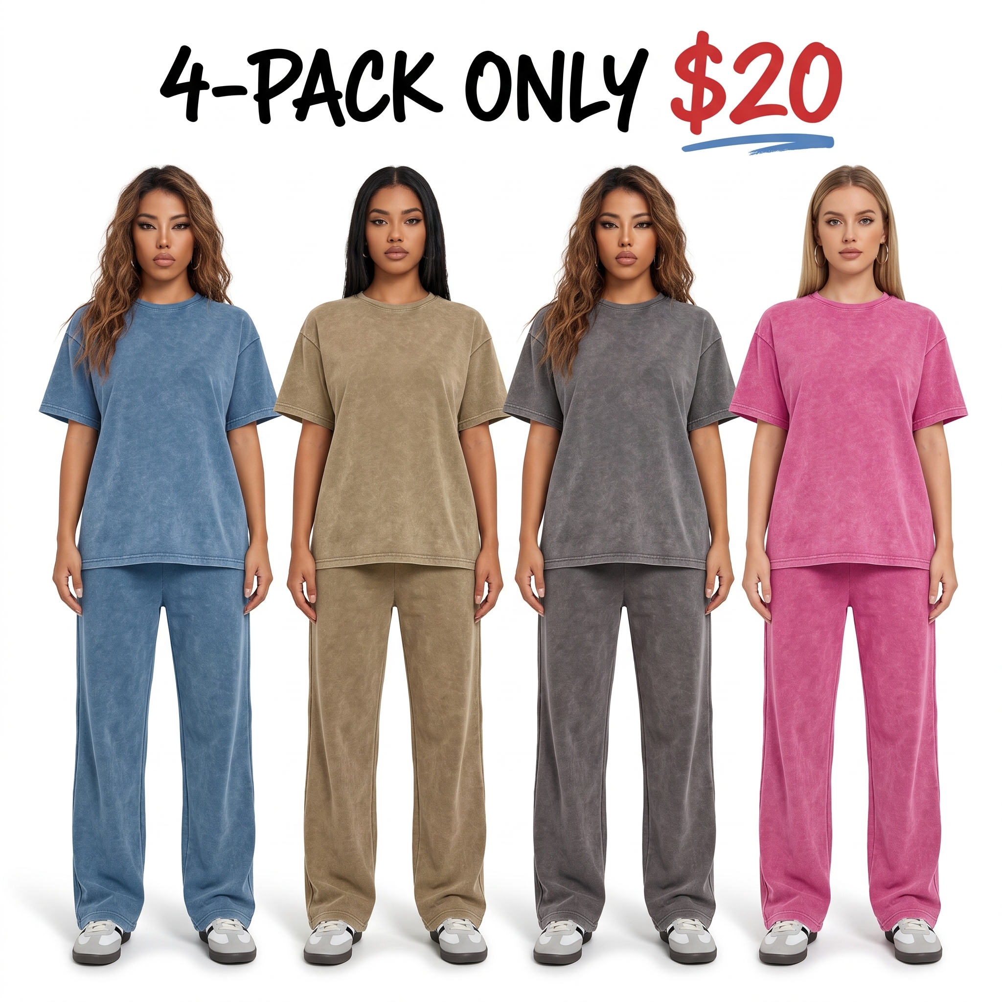 Women’s Acid-Washed Casual Two-Piece Set