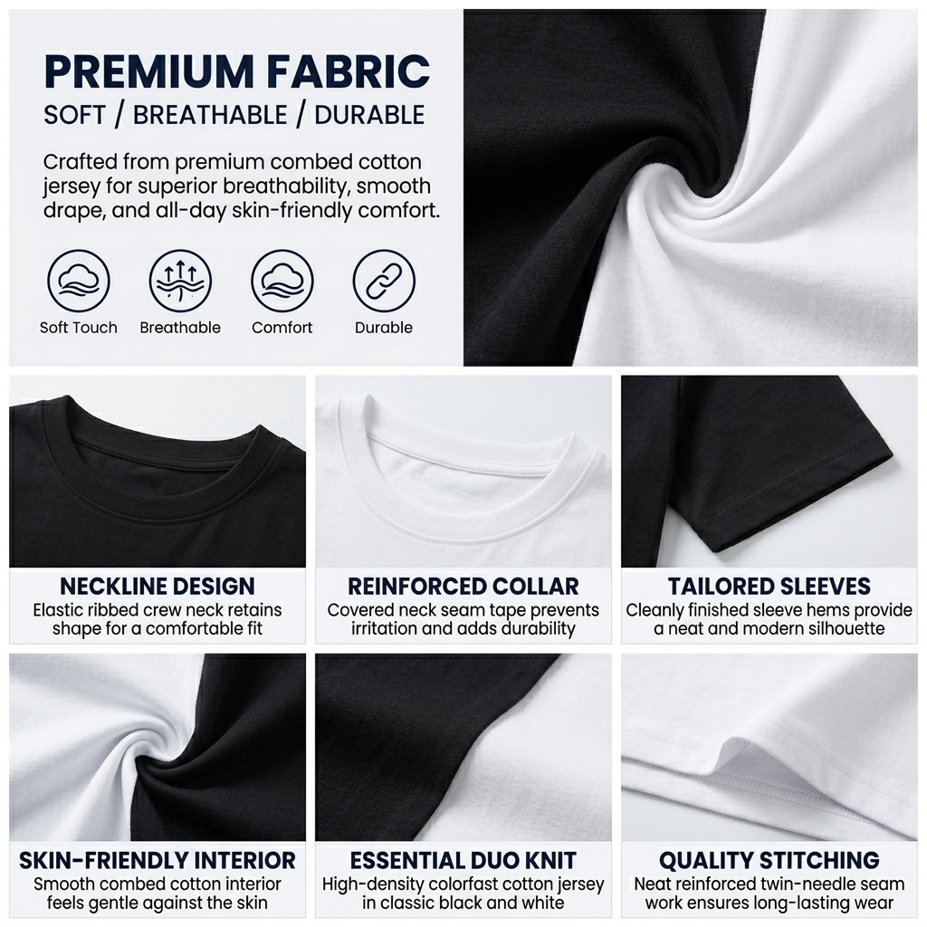 Unisex 100% Cotton Crewneck T-Shirt – Classic Short Sleeve Tee