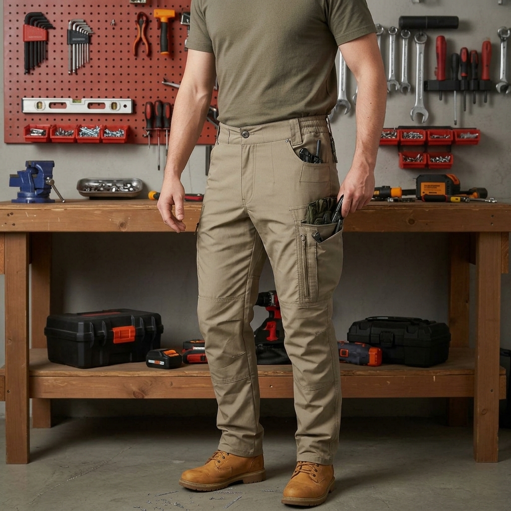 Men's Plaid Tactical Cargo Pants – Water-Repellent Outdoor Workwear