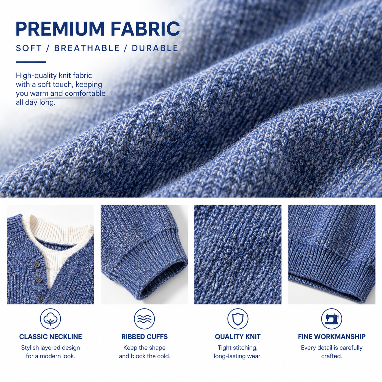Men's Cable Knit Pullover Sweater – Retro Faux-Layered Style