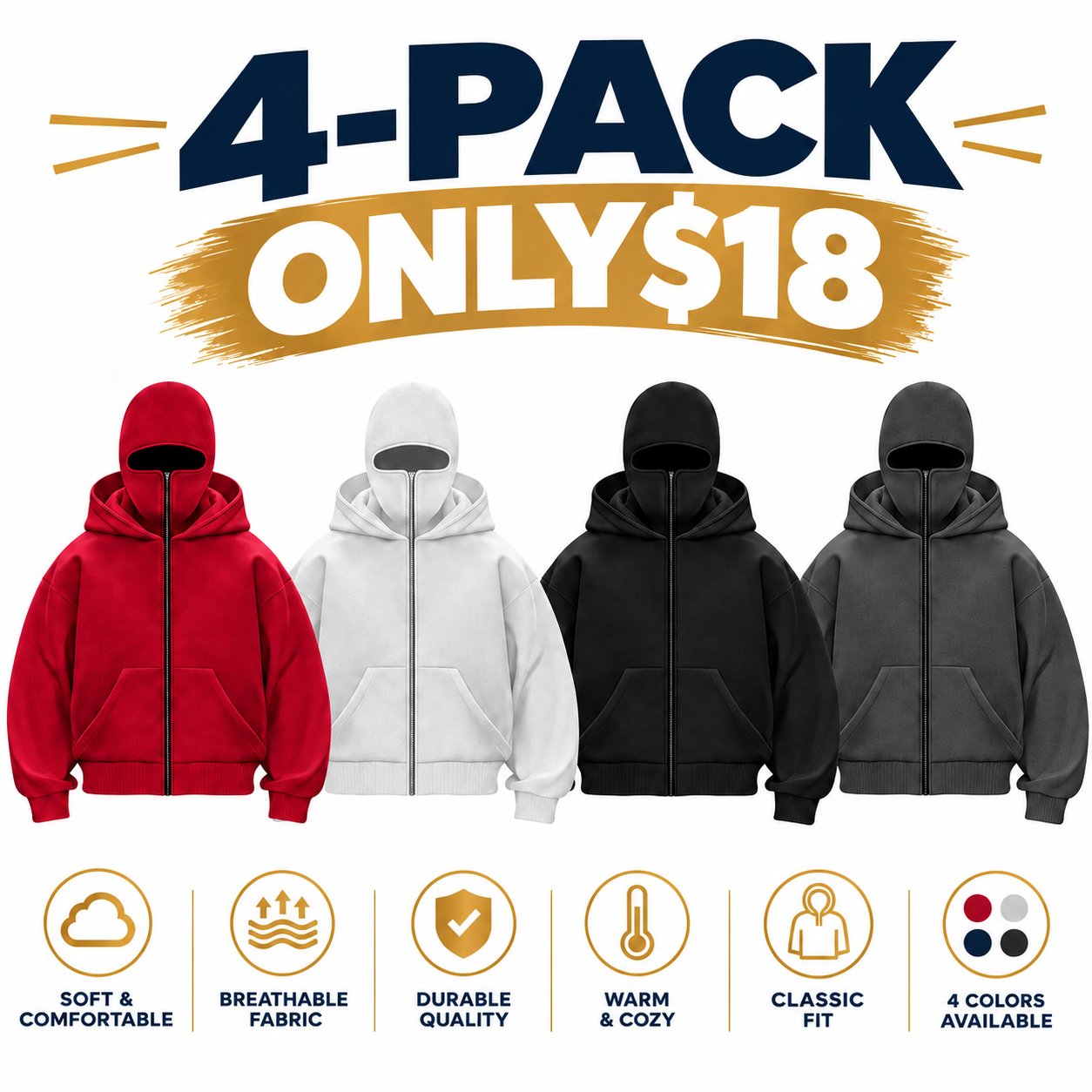 Men's Built-In Balaclava Zip Hoodie