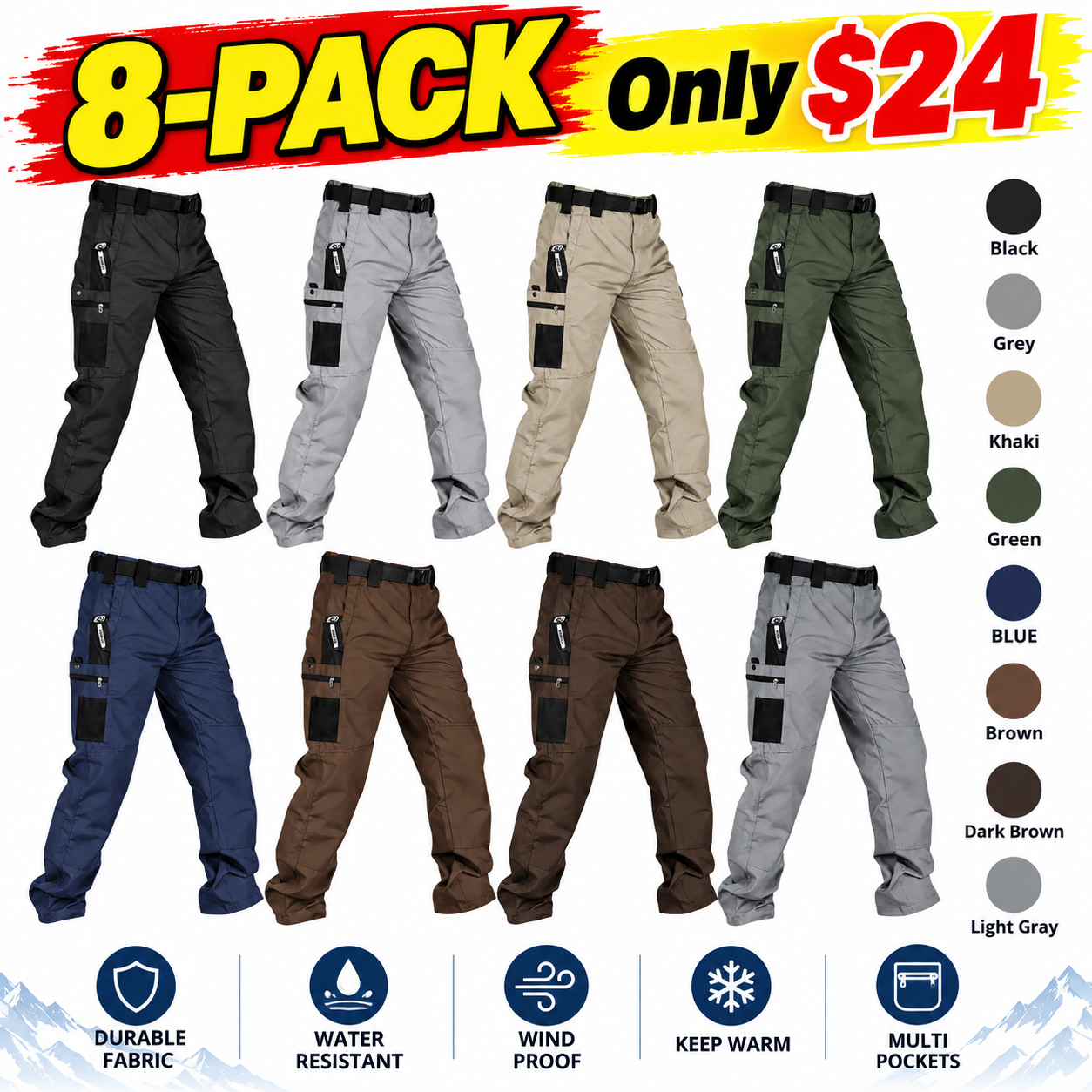 Men's Water-Resistant Tactical Cargo Pants