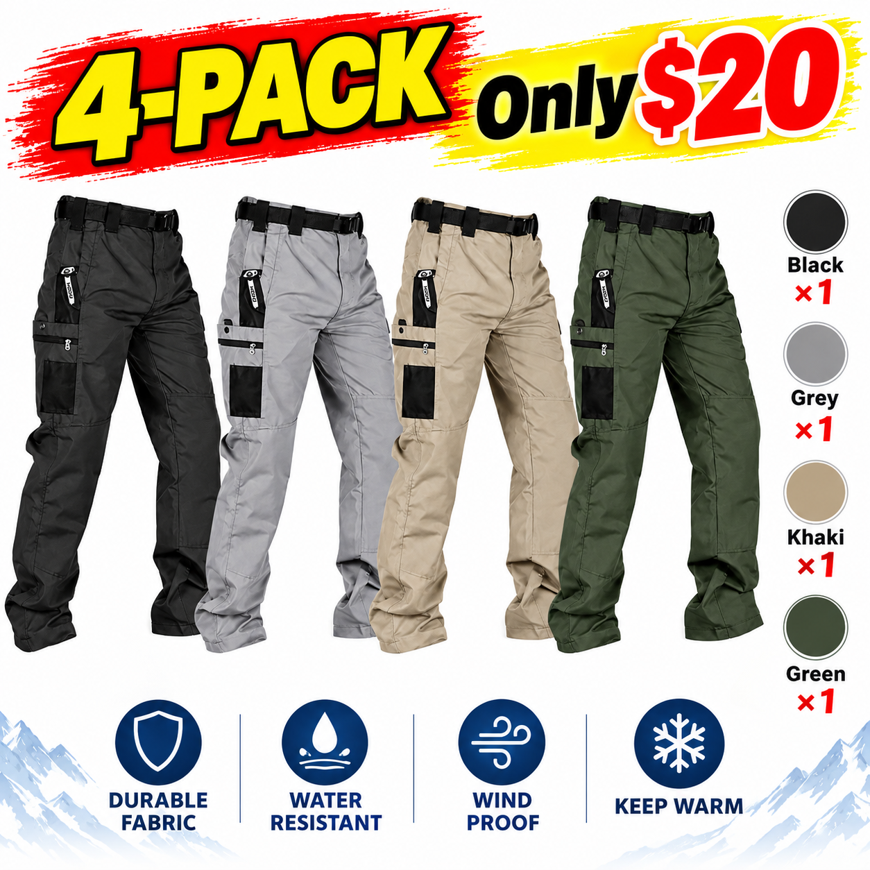 Men's Water-Resistant Tactical Cargo Pants