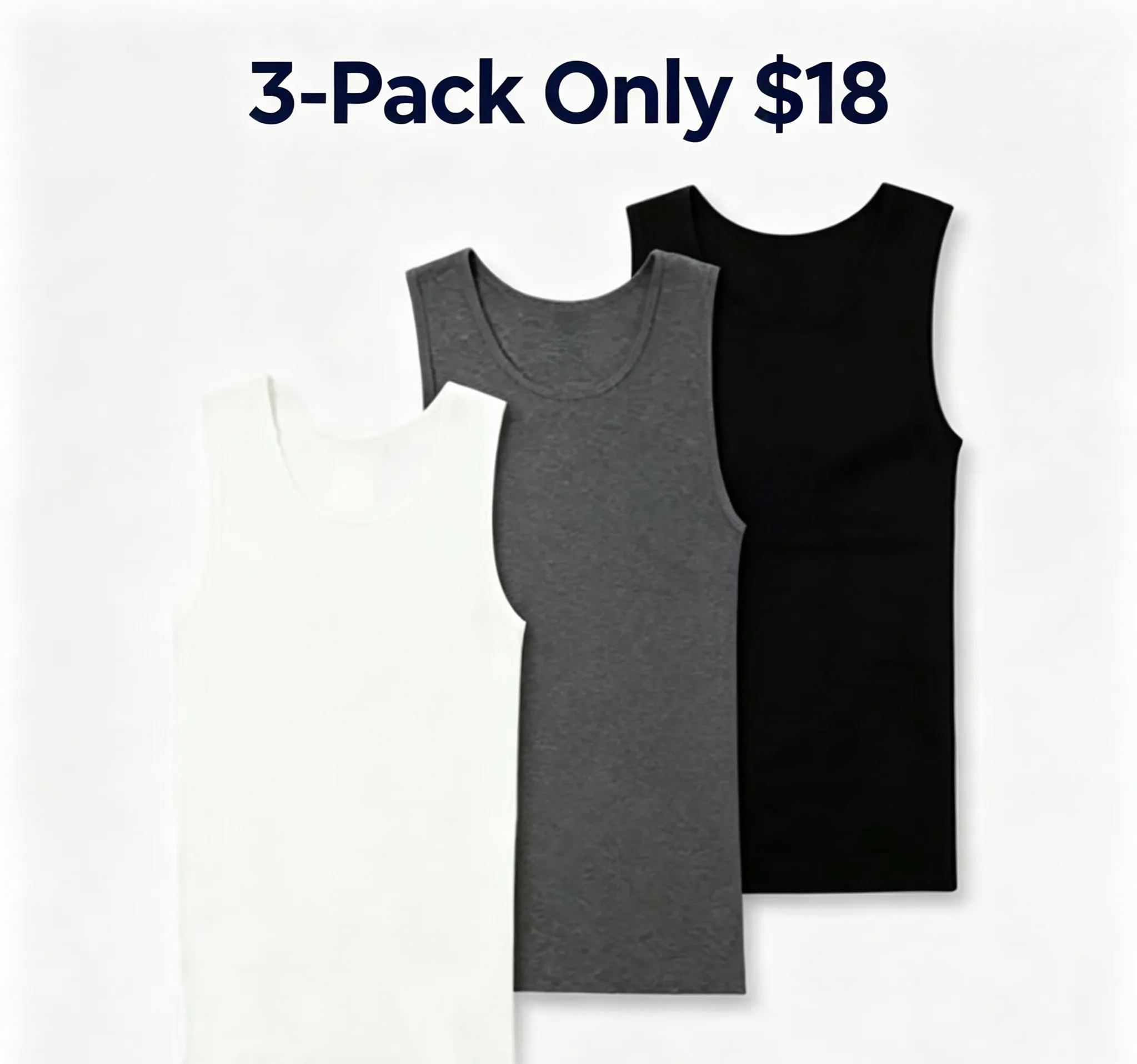 Men’s 3-Pack Essential Tank Tops – Black, White & Charcoal