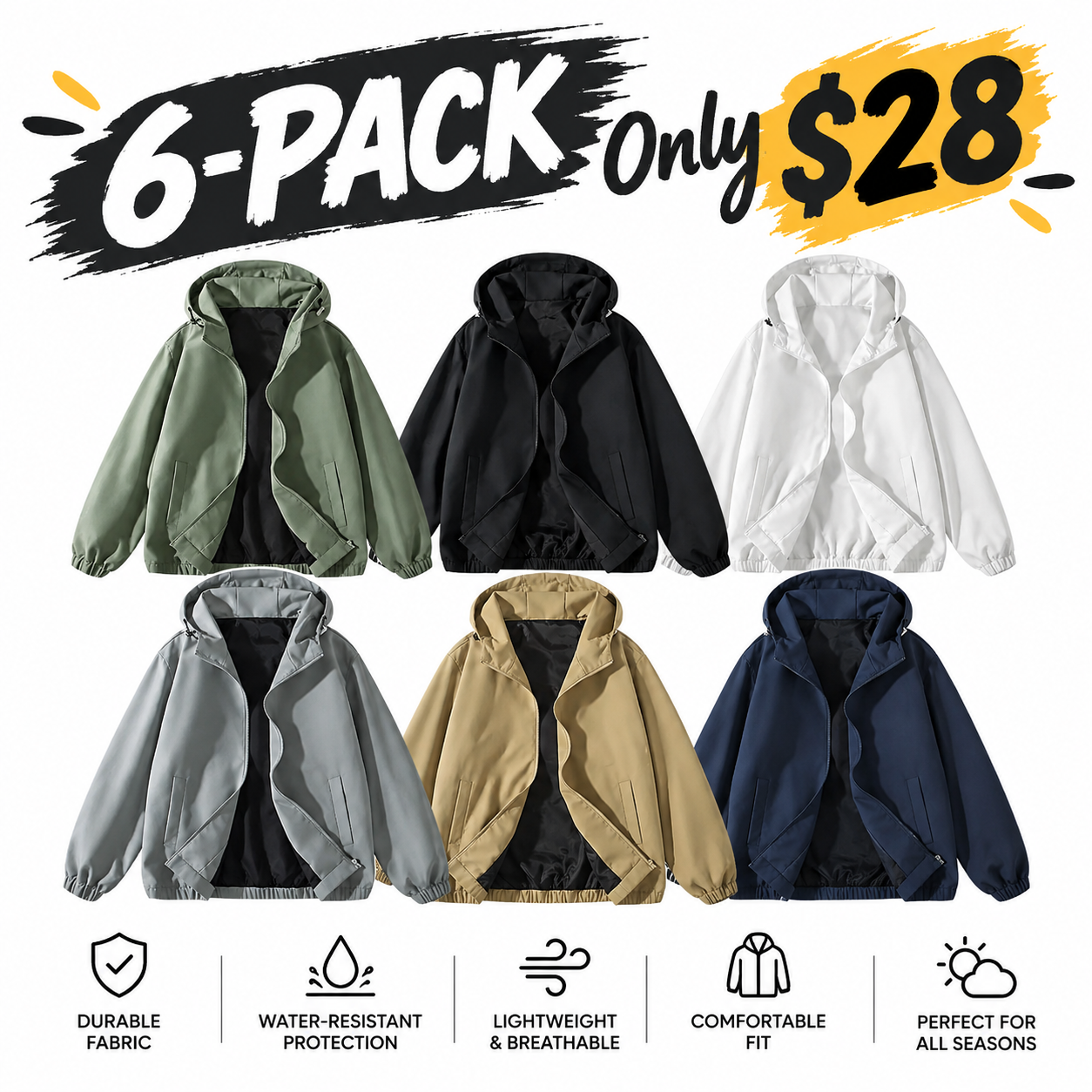 Unisex Lightweight Windproof Hooded Jacket
