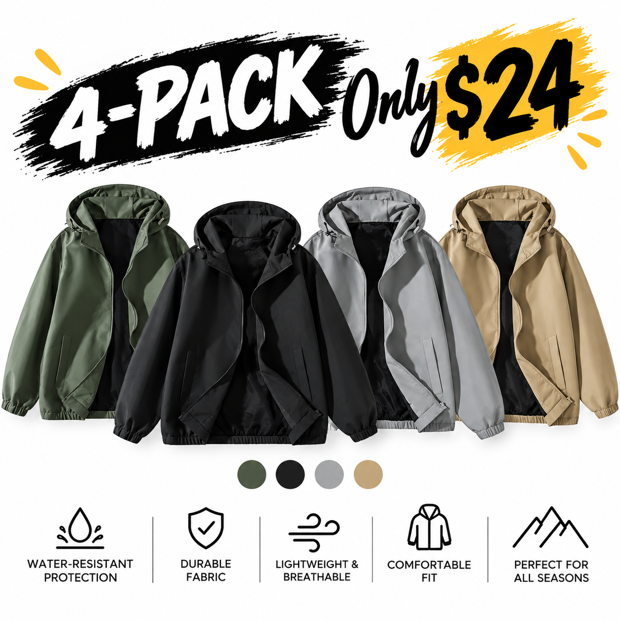 Unisex Lightweight Windproof Hooded Jacket